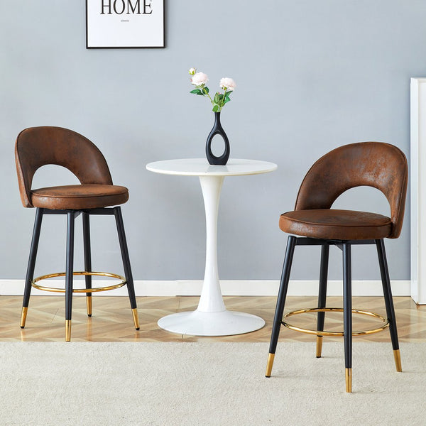 English Elm 360 Swivel Barstools Set of 2 Upholstered Techno Fabric Cushioned Counter Seats W1151P268914