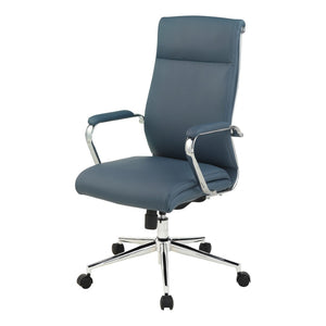 OSP Home Furnishings High Back Ergonomic Manager Chair with Antimicrobial Fabric Chrome Arms and Lumbar Support High Blue 920350C-R105