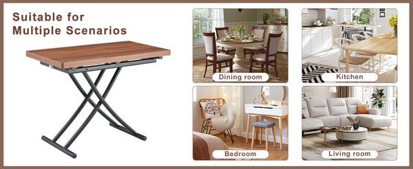 English Elm Table Set With Adjustable Height, Walnut Wood Finish & 4 Warm Gray Pu Chairs For Modern Living W1151S03997-GIGA