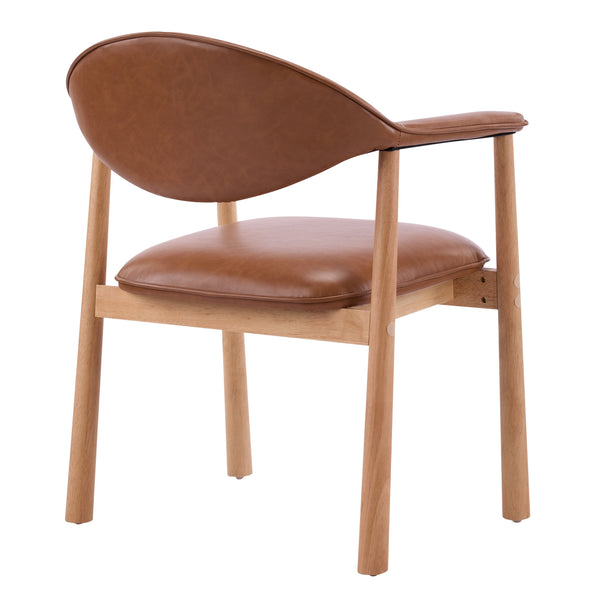 English Elm Modern Rubberwood Dining Chair Set Sculptural Curved Back Upholstered Seat Walnut Frame N768P391165O