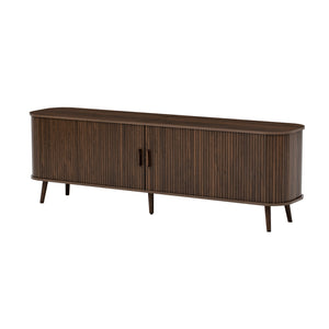 English Elm 70-inch Media Console with Sliding Groove Doors Solid Pine Legs and Cable Management N710P427897P