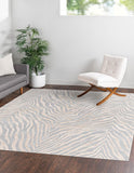 Unique Loom Finsbury Meghan Machine Made Animal Print Rug Gray and Ivory,  7' 10" x 7' 10"