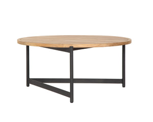 Sunpan AMALFI Coffee Table - Large Natural Teak & Black Aluminum Frame for Contemporary Indoor & Outdoor Use 109455