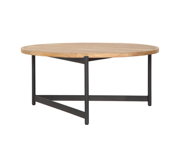 Sunpan Amalfi Coffee Table - Modern Outdoor Elegance with Durable Teak Wood Top and Black Aluminum Frame Large - 36W x 36D x 17H