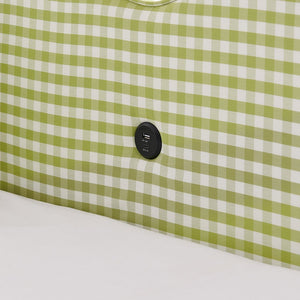 English Elm Full Size Gingham Linen Daybed with Wave Backrest Trundle and Usb Charging Port Green W1413S00139