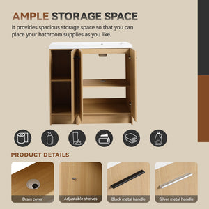 English Elm 36" Floating Bathroom Vanity Light Oak Modular Cabinet with Gel Coat Integrated Sink W3450S00106