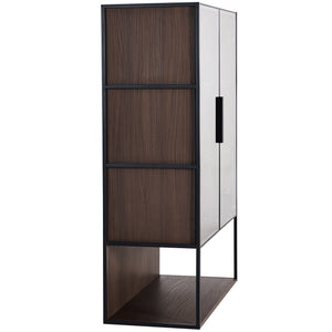 English Elm 51.2'' Freestanding Lighted Display Cabinet With Adjustable Glass Shelves & Hidden Storage For Décor N845P261777D