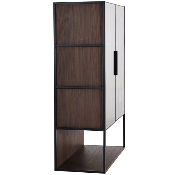 English Elm 51.2'' Freestanding Lighted Display Cabinet With Adjustable Glass Shelves & Hidden Storage For Décor N845P261777D