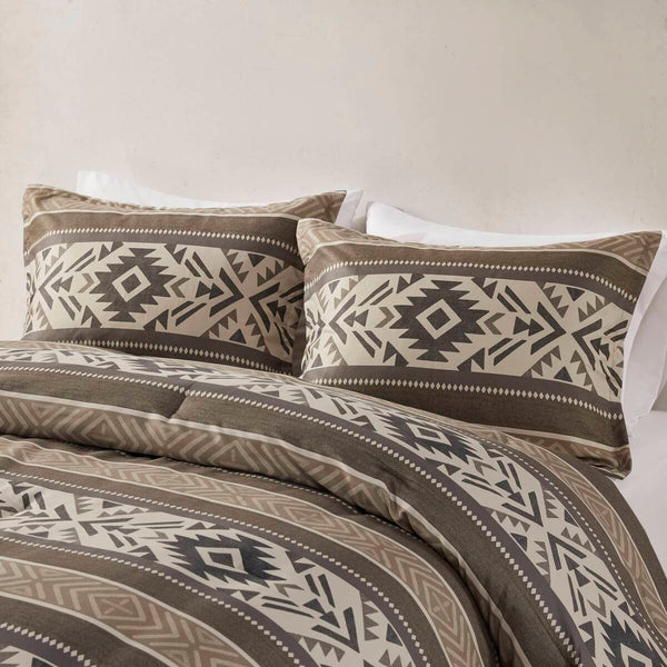 English Elm 5 Stripe Herringbone Comforter Set with Throw Pillows Full/Queen — Southwestern Striped Microfiber Cozy Brown 23.82 L x 19.29 W x 12.2 H B035P266668