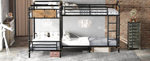 English Elm Quad Bunk Bed Heavy Duty Metal Frame Sleeps Four Kids Convertible Twin Modular W2580S00063
