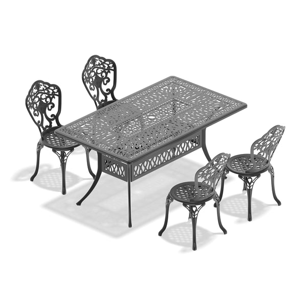 English Elm 5-Piece All-Weather Cast Aluminum Dining Set With Umbrella Hole - Perfect For Outdoor Gatherings! W1710S00233