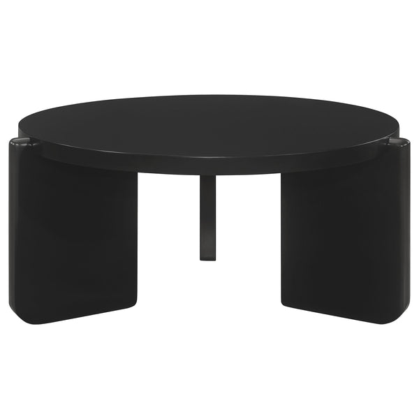 English Elm Harrison Black Round Solid Wood Coffee Table - Timeless Craftsmanship For Modern Living Rooms B062P299902