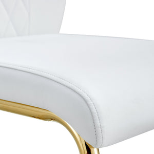 English Elm Table and Chair Set 8 Seater Tempered Glass Top with Pu Leather Dining Room Furniture Gold,Transparent,White W1151S04565