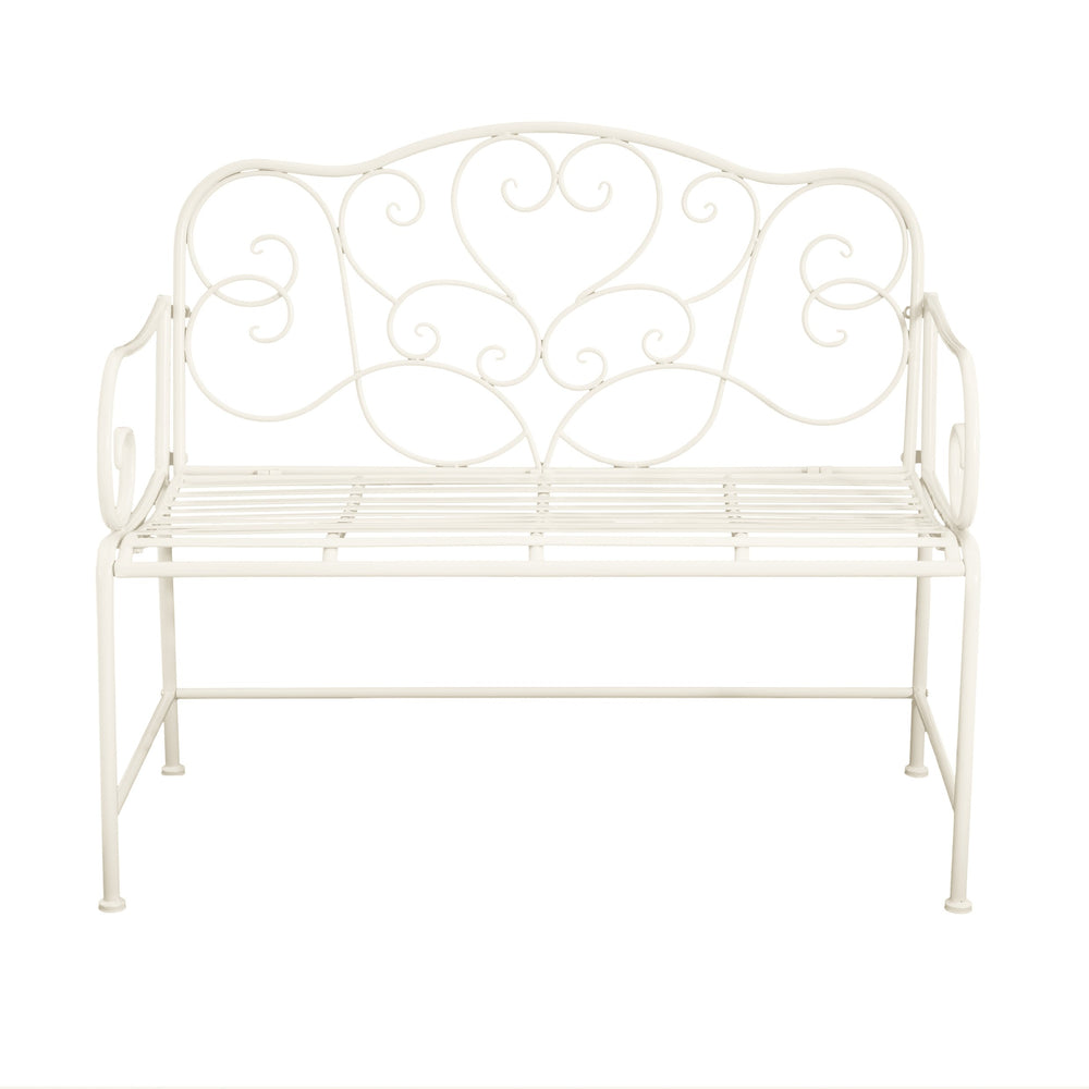 English Elm Christopher Knight Home® - Sunnydaze Iron Garden Bench with 41" Spacious Seating for Two, Timeless Elegant Outdoor Seating Design Matte White N775P206861W