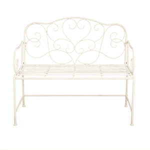 English Elm Christopher Knight Home® - Sunnydaze Iron Garden Bench with 41" Spacious Seating for Two, Timeless Elegant Outdoor Seating Design Matte White N775P206861W