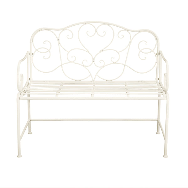 English Elm Christopher Knight Home® - Sunnydaze Iron Garden Bench with 41" Spacious Seating for Two, Timeless Elegant Outdoor Seating Design Matte White N775P206861W