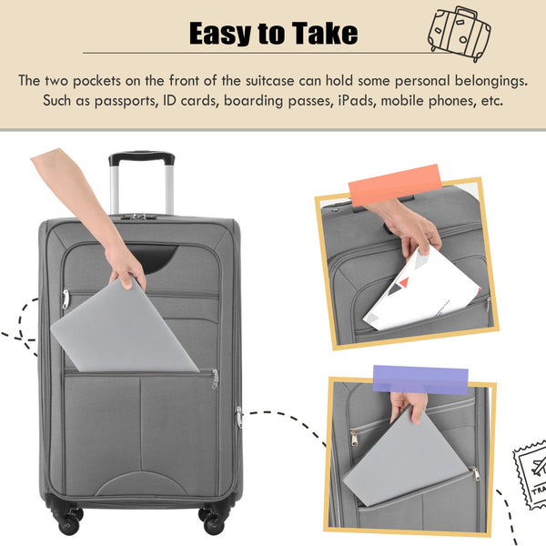English Elm Softside Expandable Spinner Luggage Set with Tsa Lock Duffel Polyester Travel Grey N732P201004A
