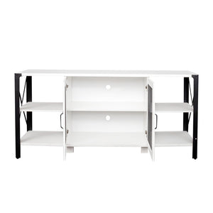 English Elm Tv Stand For Living Room - Industrial Farmhouse 80-Inch Tv Console With Open Shelves & Mesh Door Storage W331S00121-GIGA