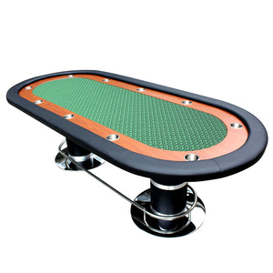 English Elm 96" Oval Poker Table Seats 10 with Speed Felt Surface Stainless Steel Cup Holders Green W2748S00051