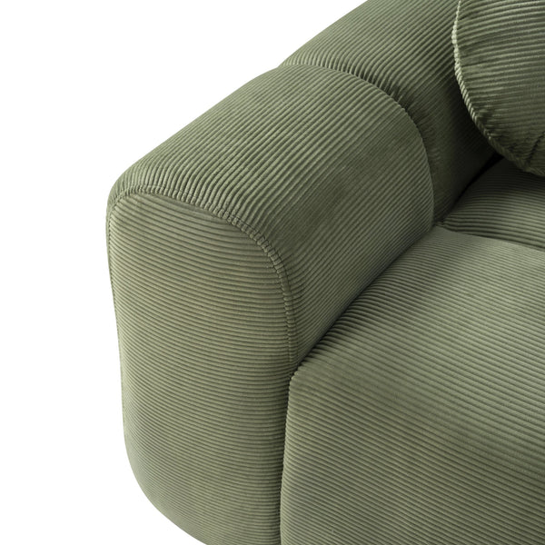 English Elm 98.4" Corduroy Cloud Puff Sofa Vacuum Packed 4-seater Living Room Couch with Pillows Green W5515P477307
