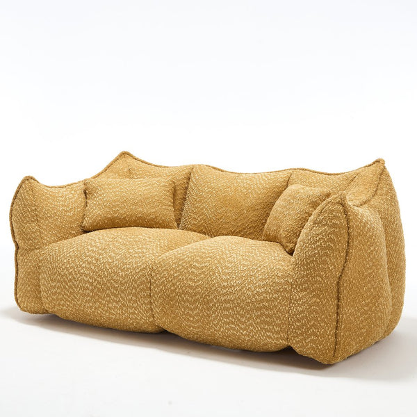 English Elm Soft Plush Foam Beanbag Chair for Two People, Square Recliner Sofa With Superfiber Comfort Embrace Yellow W1996P252272