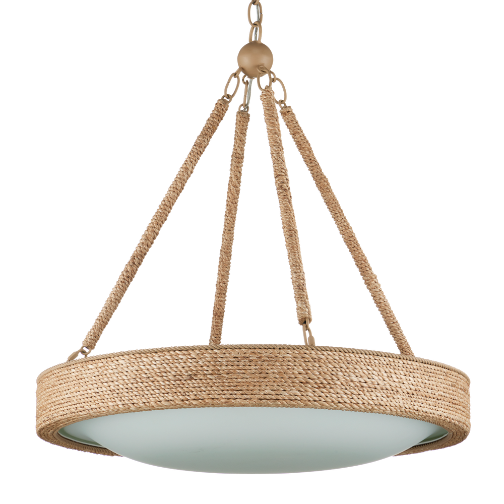 Hopscotch Chandelier - Elegant Abaca Rope Design with Frosted Glass Diffuser, LED & Adjustable Height