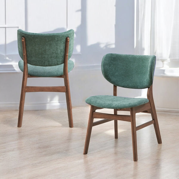English Elm Bevis Green Upholstered Side Chair Set of 2 with Walnut Finish — Padded, Water & Scratch Resistant, 220lb Capacity B2726P391832