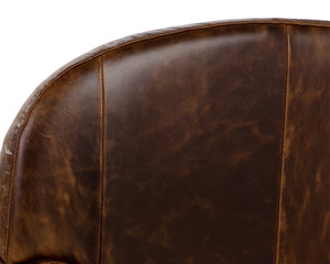 Sunpan Bastoni Lounge Chair - Luxurious Italian Bovine Leather with Nailhead Detailing & Solid Wood Legs
