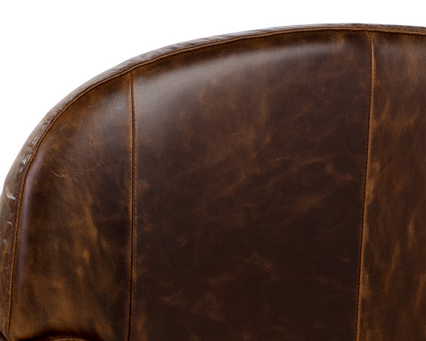 Sunpan Bastoni Lounge Chair - Luxurious Italian Bovine Leather with Nailhead Detailing & Solid Wood Legs