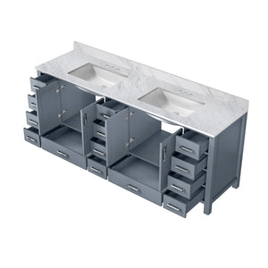 English Elm Dark Grey Double Bath Vanity 84" W With Durable Carrara Marble Top & Ample Storage Solutions B2731P258972