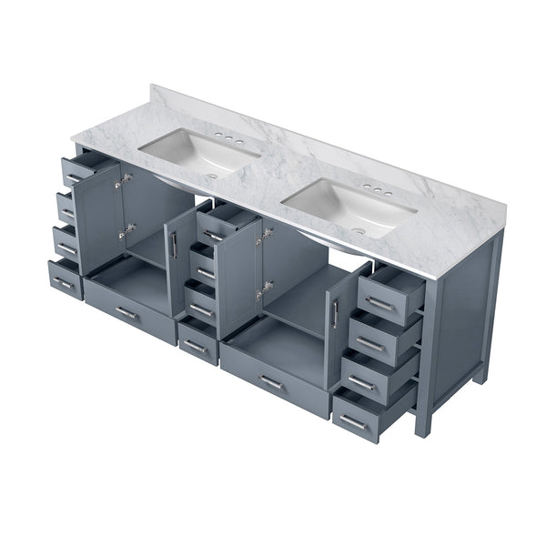 English Elm Dark Grey Double Bath Vanity 84" W With Durable Carrara Marble Top & Ample Storage Solutions B2731P258972