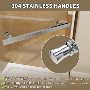 English Elm Corner Frameless Neo-angle Pivot Shower Enclosure with Tempered Glass and Sleek Hardware Brushed Nickel W637P348806