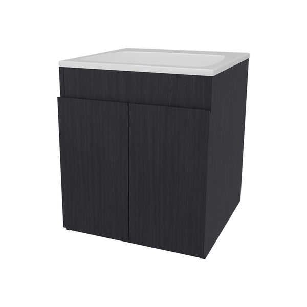 English Elm Shoshoni Compact Bathroom Vanity Cabinet with Two Doors, Scratch-Resistant Melamine Finish, Space-Saving Wenge 25 L x 23 W x 12 H B128P314802