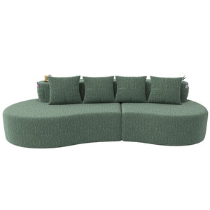 English Elm Modern Half Moon Chenille Sectional Three Seat Curved Sofa for Living Room or Apartment Green W395P435345