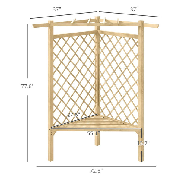 English Elm Outsunny 55" Classic Wooden Garden Bench For Outdoor Relaxation, Slatted Seat & Screen Backrest W2225P174085-GIGA