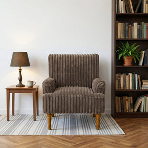 English Elm Modern Wide Wale Corduroy Accent Chair Solid Wood Legs Upholstered Living Room Seat Dark Coffee W5568P445691