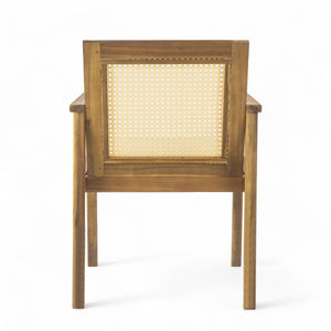 English Elm Christopher Knight Home® - Preston Teak Outdoor Dining Chairs Set of 2 with Beige Cushions, Acacia Wood Frame, Wicker Backrest N775P243309T