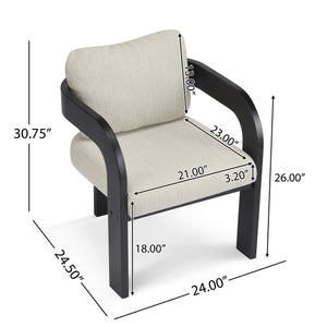 English Elm Christopher Knight Home® - 2-Pack Dining Chairs with Pillow Back and Curved Arms, Foam Seat Comfort, Sturdy Rubber Wood Frame Beige+Black N779P298399A