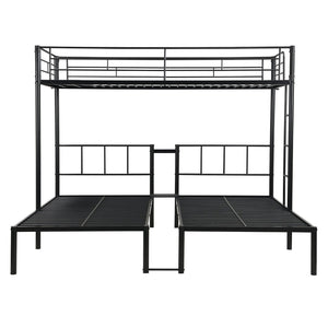 English Elm Twin Triple Bunk Bed - Sturdy Metal Frame With Safety Rail, Vertical Ladder & Storage Shelf For Kids W311S00061-GIGA