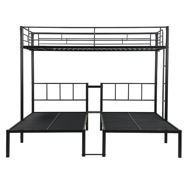 English Elm Twin Triple Bunk Bed - Sturdy Metal Frame With Safety Rail, Vertical Ladder & Storage Shelf For Kids W311S00061-GIGA