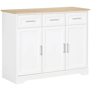 English Elm Light Blue Freestanding Pantry Cabinet with Glass Doors Drawers and Adjustable Shelves T3971S00074