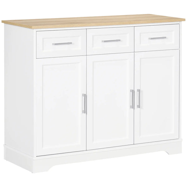 English Elm Light Blue Freestanding Pantry Cabinet with Glass Doors Drawers and Adjustable Shelves T3971S00074