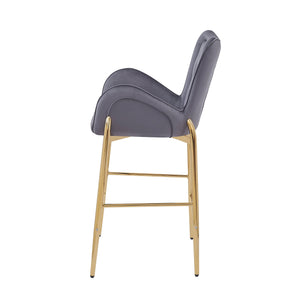English Elm Christopher Knight Home® - 28.75inch Velvet Counter Height Stool Set of 2 with Tufted Back, Gold Frame & Foam Comfort, 265lb Gray N762P199823E