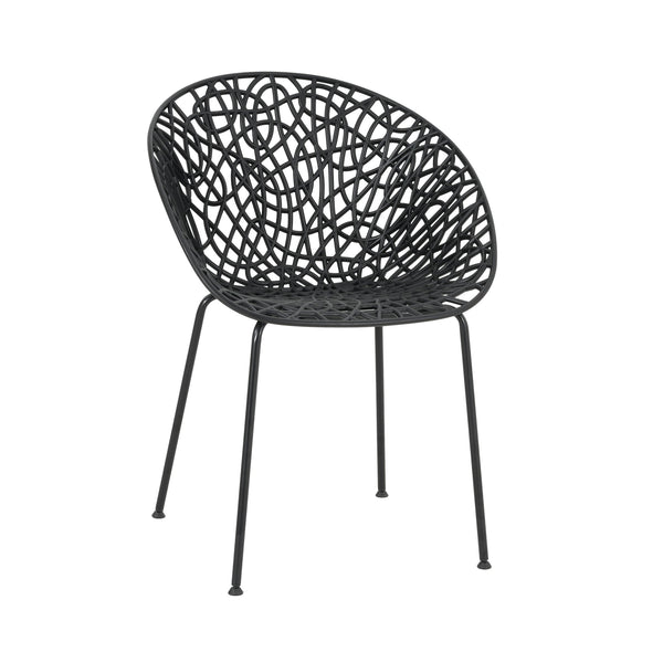English Elm Christopher Knight Home® - Neiman Outdoor Dining Chair Set of 2 with Weather-Resistant Iron Frame and Perforated Diamond Design Black N775P256374B