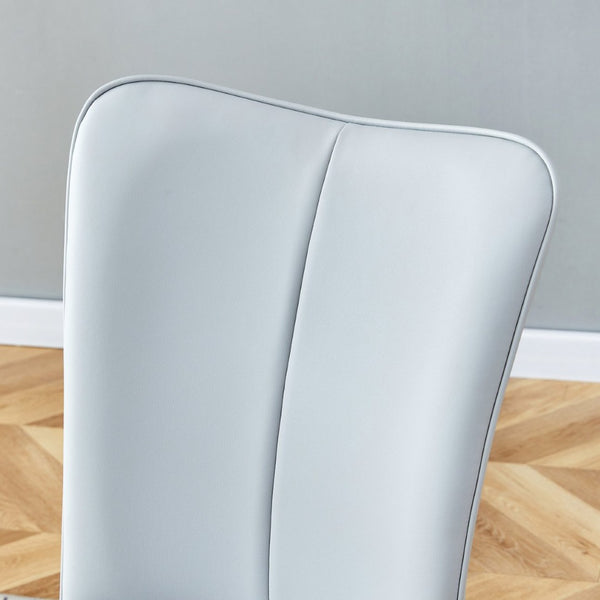 English Elm Table Modern Black Marble Mdf Dining Set With 6 Light Gray Pu Chairs - Stylish, Durable, Comfortable W1151S02528-GIGA