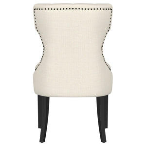 English Elm Gillian Elegant Beige & Black Wingback Dining Side Chair with Button Tufting, Nailhead Trim, Plush Comfort B062P299885