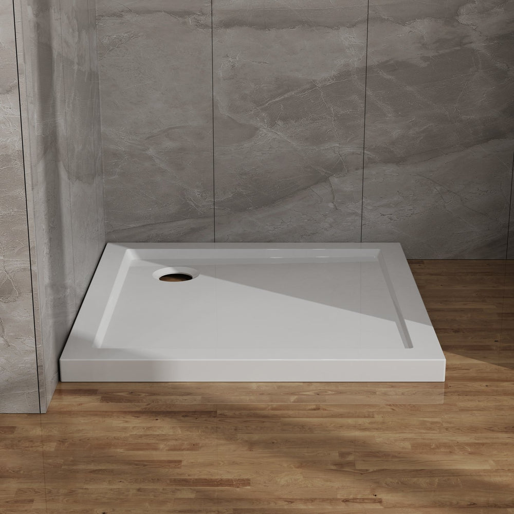 English Elm Goodyo 32x32 Shower Base Center Drain 2in Tall High-Gloss ABS Acrylic Pan Easy-Clean Durable White D163116715