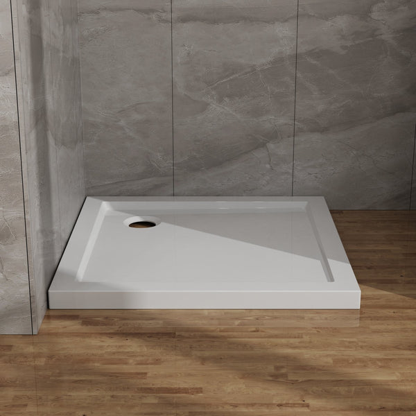 English Elm Goodyo 32x32 Shower Base Center Drain 2in Tall High-Gloss ABS Acrylic Pan Easy-Clean Durable White D163116715