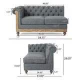 Christopher Knight Home® - Noble House - Voll Chesterfield Tufted Fabric 5 Seater Sectional Sofa with Nailhead Trim