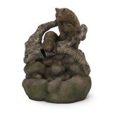 Christopher Knight Home® - Noble House - Callan Outdoor Bear Family Fountain, Light Brown and Moss